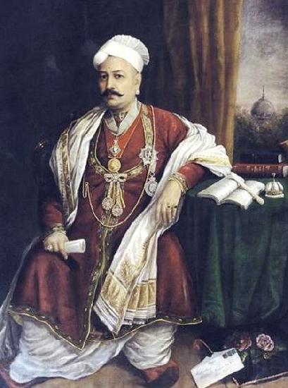 Raja Ravi Varma Sir T. Madhava Rao Norge oil painting art